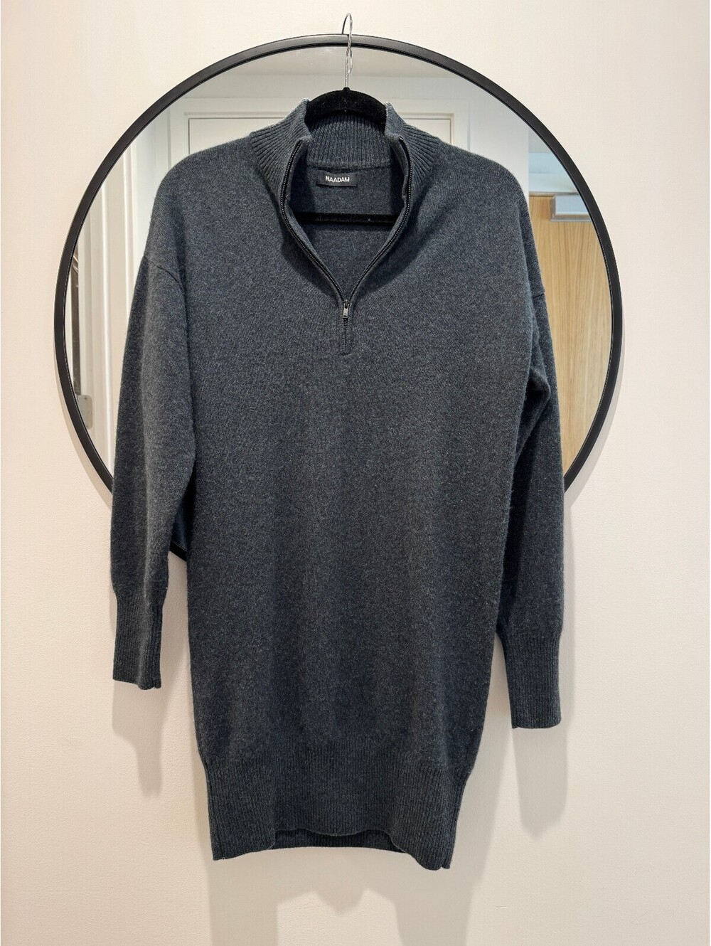 NAADAM 100% Cashmere Sweater Mini Dress Dark Blue Size Small - Picture 2 of 6